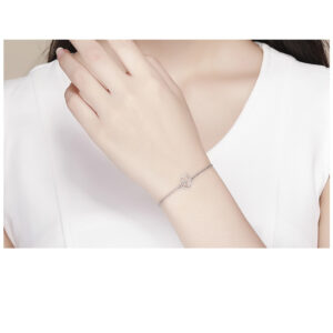 Silver Cat and Heart Bracelet